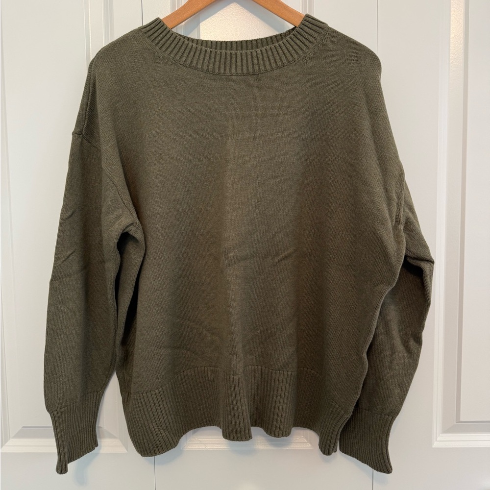 Lands' End Green Crew Neck Sweater Medium Weight